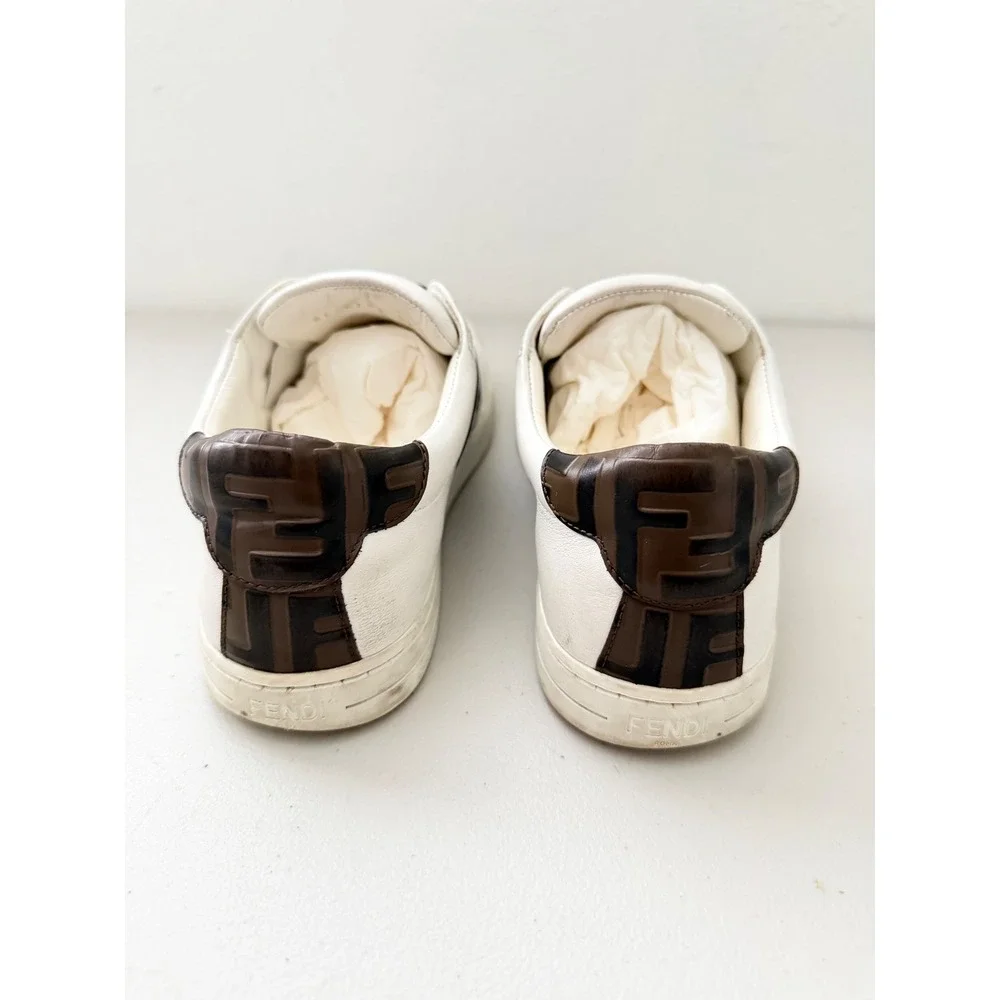 Fendi FF Logo Sneakers Womens 39 White Pre-owned Buckle Strap
